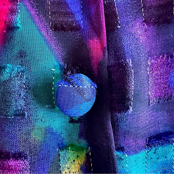 Vintage Studio C Womens Button Up Top Sz 18/20 Sheer Shimmery Metallic Abstract - Picture 9 of 14